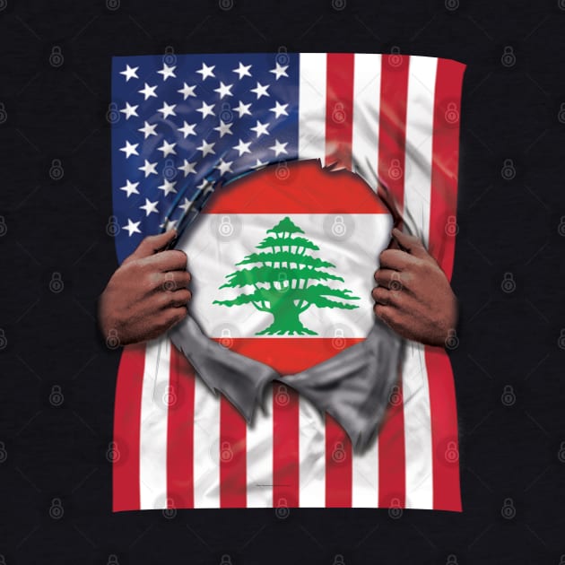 Lebanon Flag American Flag Ripped - Gift for Lebanese From Lebanon by Country Flags